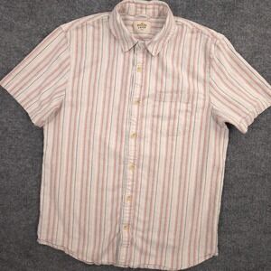 Marine Layer Shirt Mens S Warm Multi Striped Hemp Blend Short Sleeve Button Up